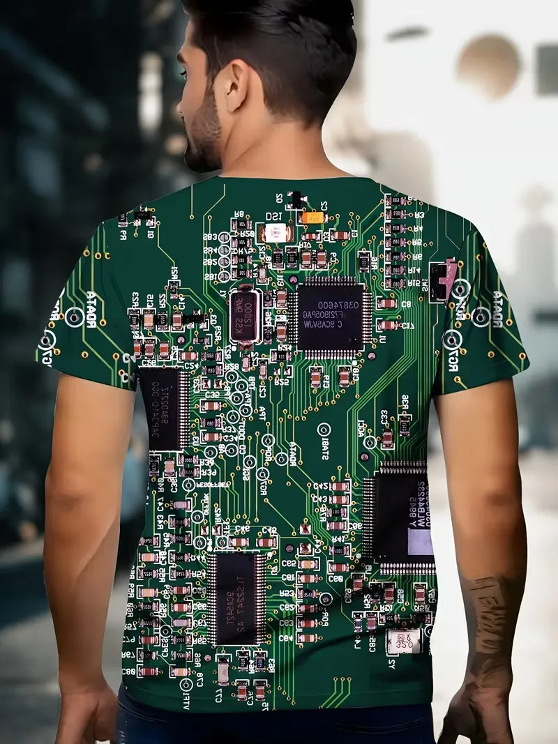 Cyberpunk Matrix 3D Circuit Board Summer T-Shirt