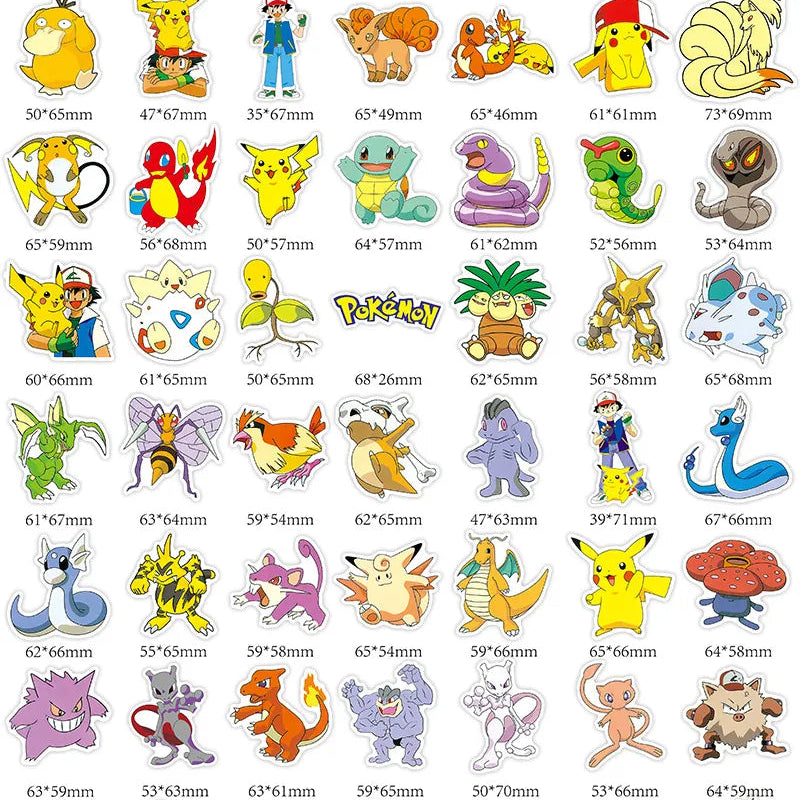 Kanto Pokemon Waterproof Decal Sticker Pack (50 Pcs)