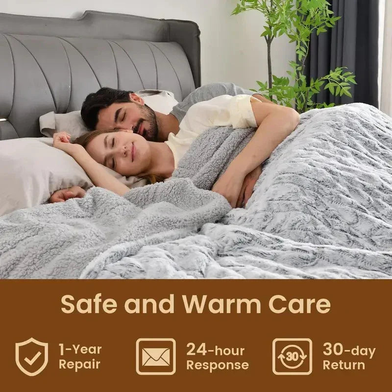 Velvet Warmth Dual-Control Heated Blanket