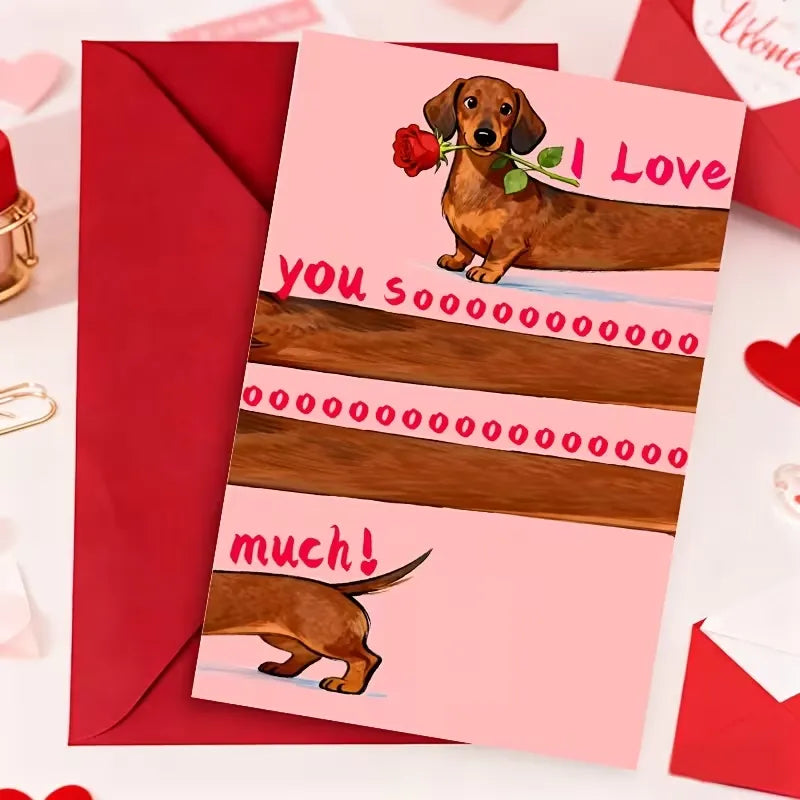 Extra-Long I Love You So Much Dachshund Romantic Greeting Card