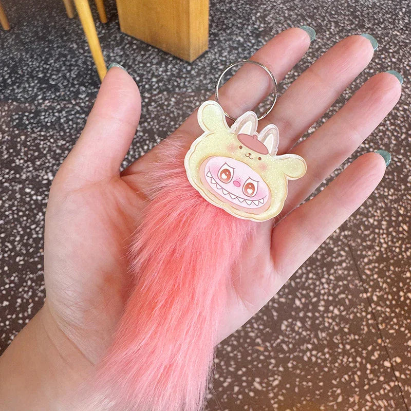 Labubu Fur Tail Charm Keychain