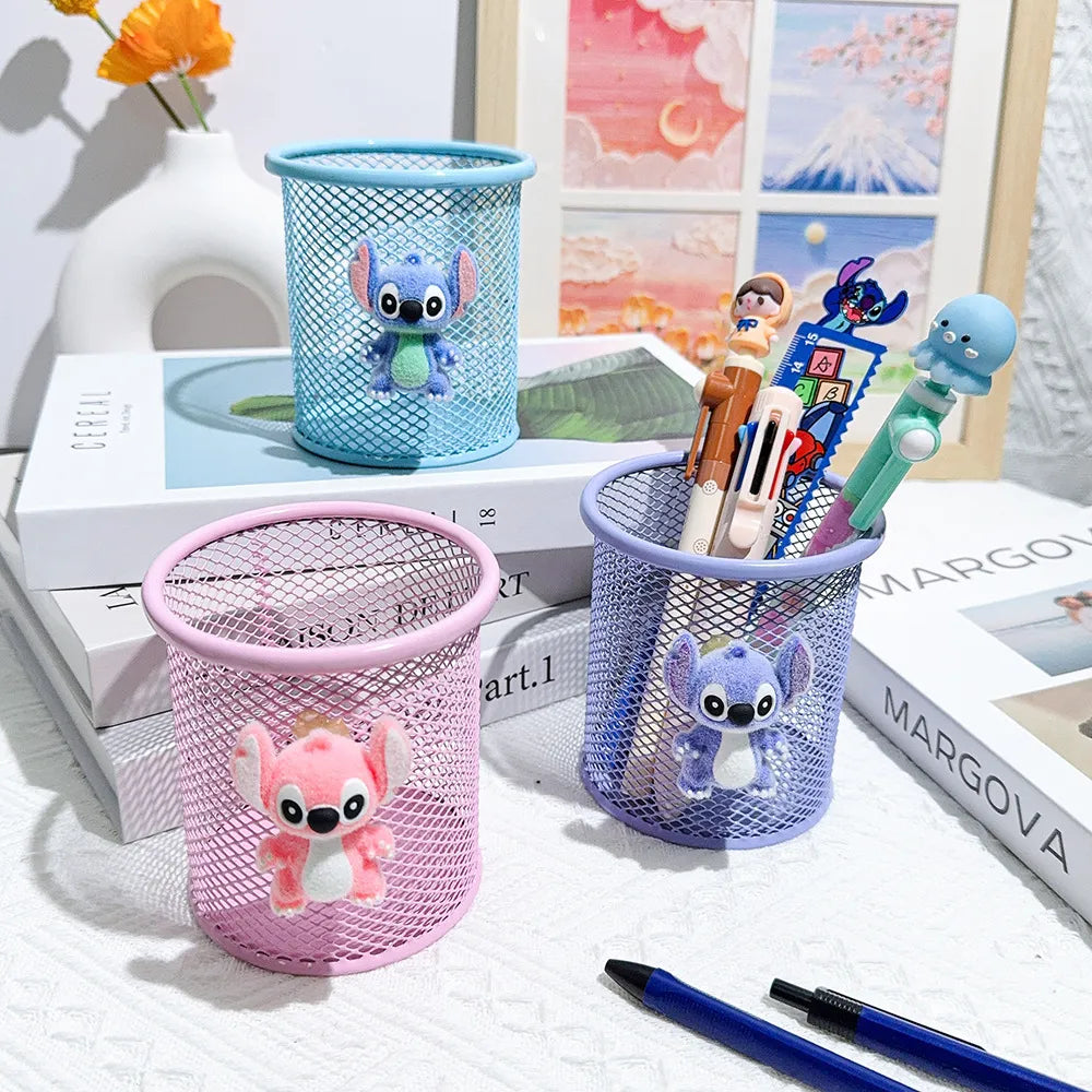 Stitch Pastel Wire Mesh Desktop Pen Organizer