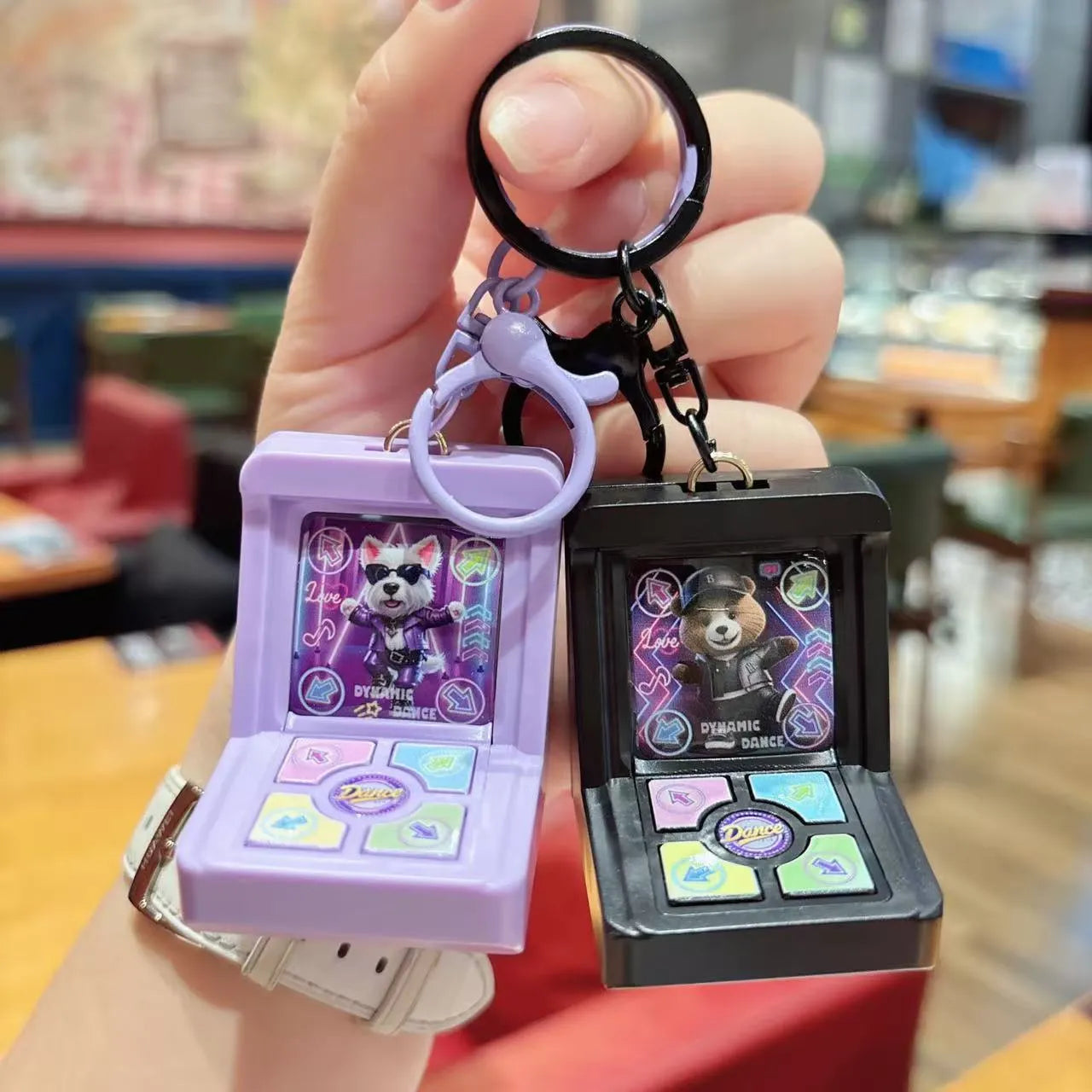 Mini Retro Arcade Fingertip Dance Machine Keychain