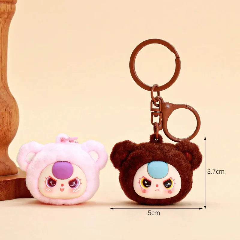 Baby Three Head Flocked Keychain