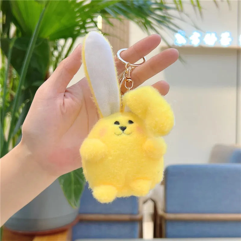 Fluffy Lop-Eared Bunny Plush Keychain