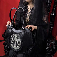 Nocturne Flocked Ribcage Skeleton Handbag