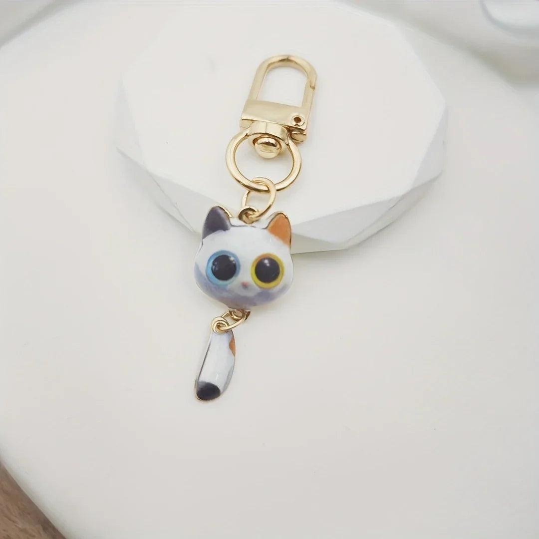 Big Eye Cat Hanging Tail Keychain