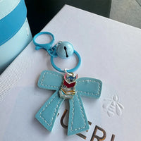 Stitch Leather Bow Charm Keychain