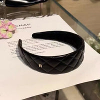 Wide-Brimmed Luxe Diamond-Pattern Headband