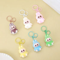 Seated Labubu Flocking Keychain