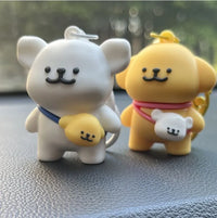 Cute Line Puppies Couple Keychain