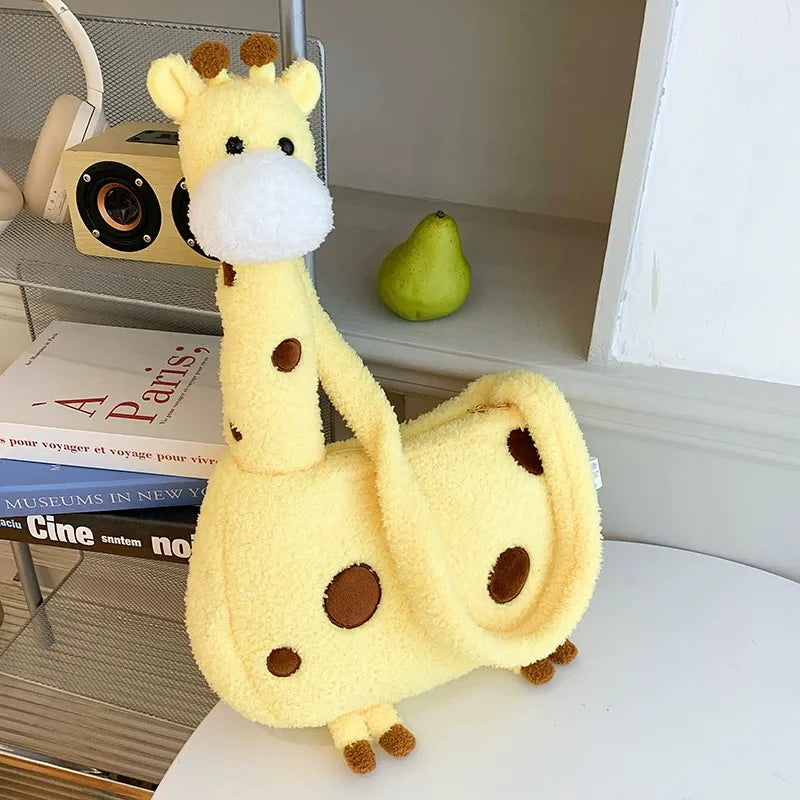 Tall Giraffe Plush Crossbody Bag
