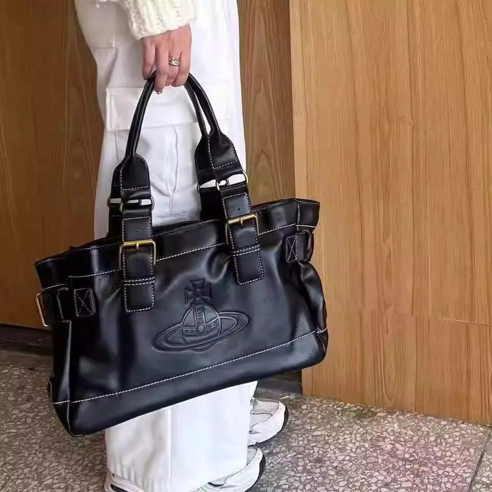 VW Accord Black Vegan Leather Buckled Bag