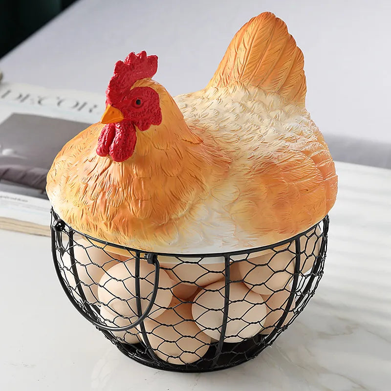 Ceramic Hen Egg Basket Storage Holder