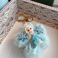Fluffy Elsa Plush Charm Keychain