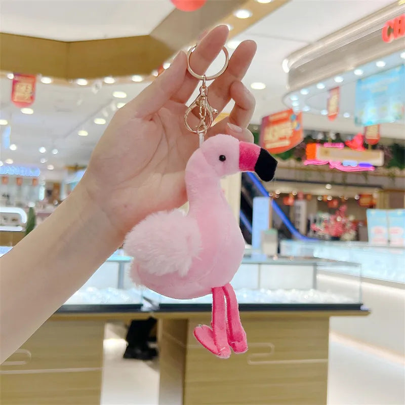 Flamingo Soft Feathers Plush Keychain