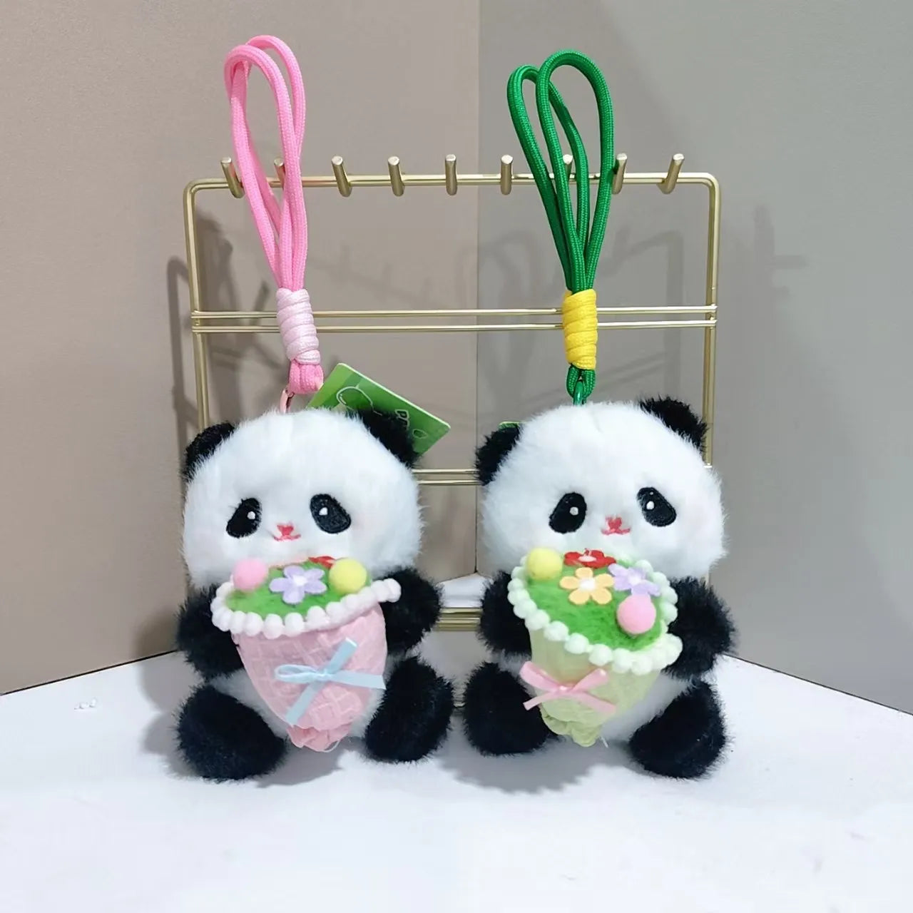 Blooming Panda Plush Keychain