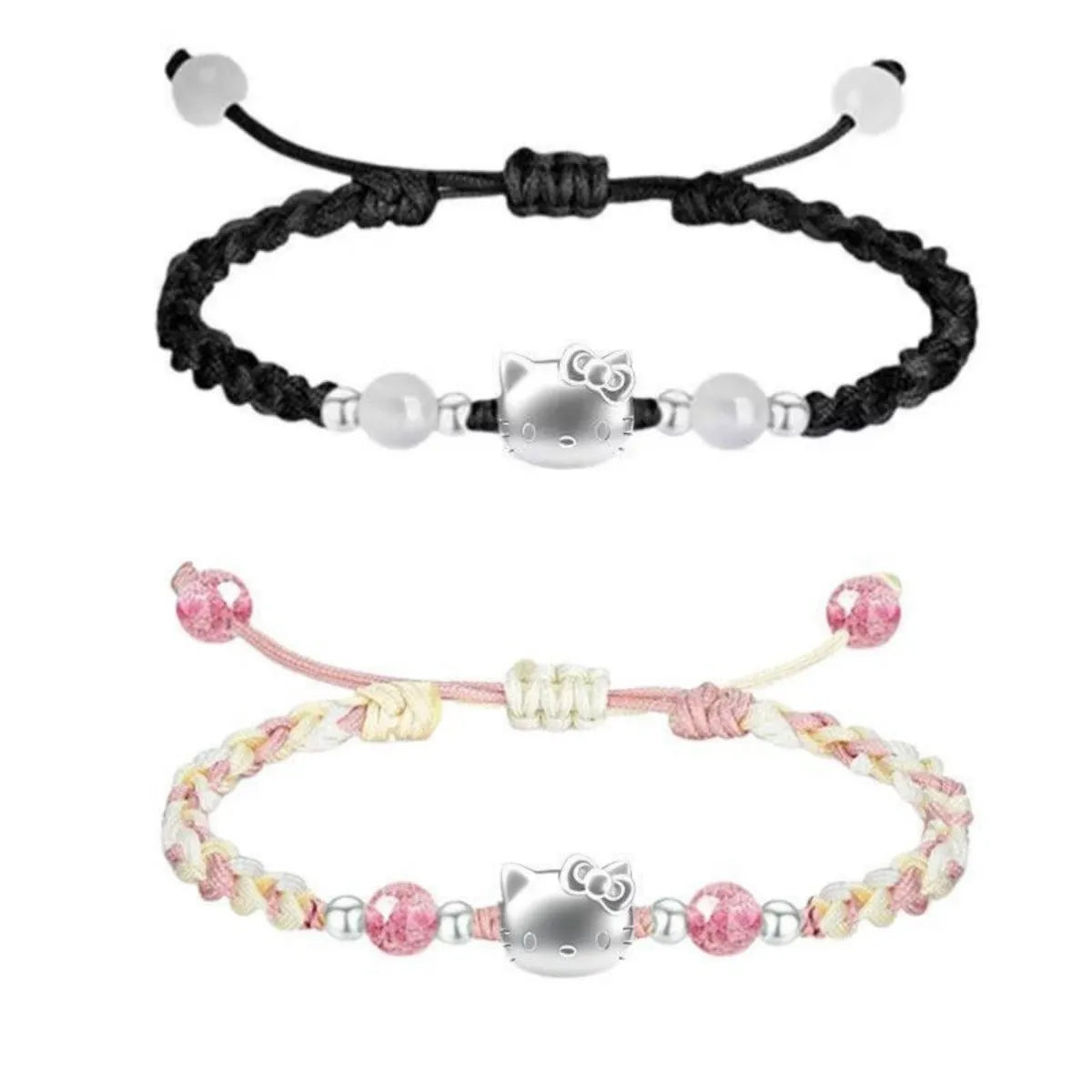 Hello Kitty Sterling Silver Braided Charm Bracelet