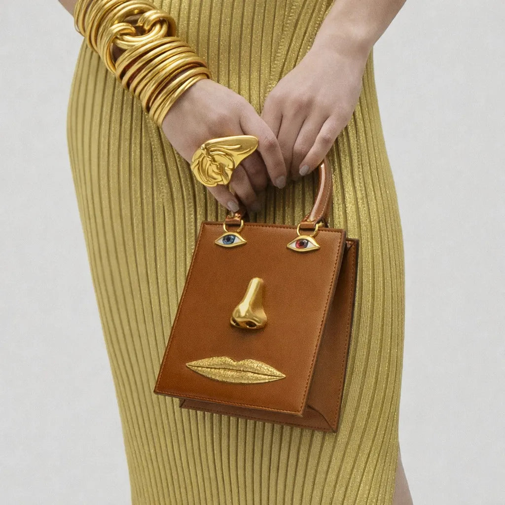 Surrealist Visage Premium Abstract Handbag