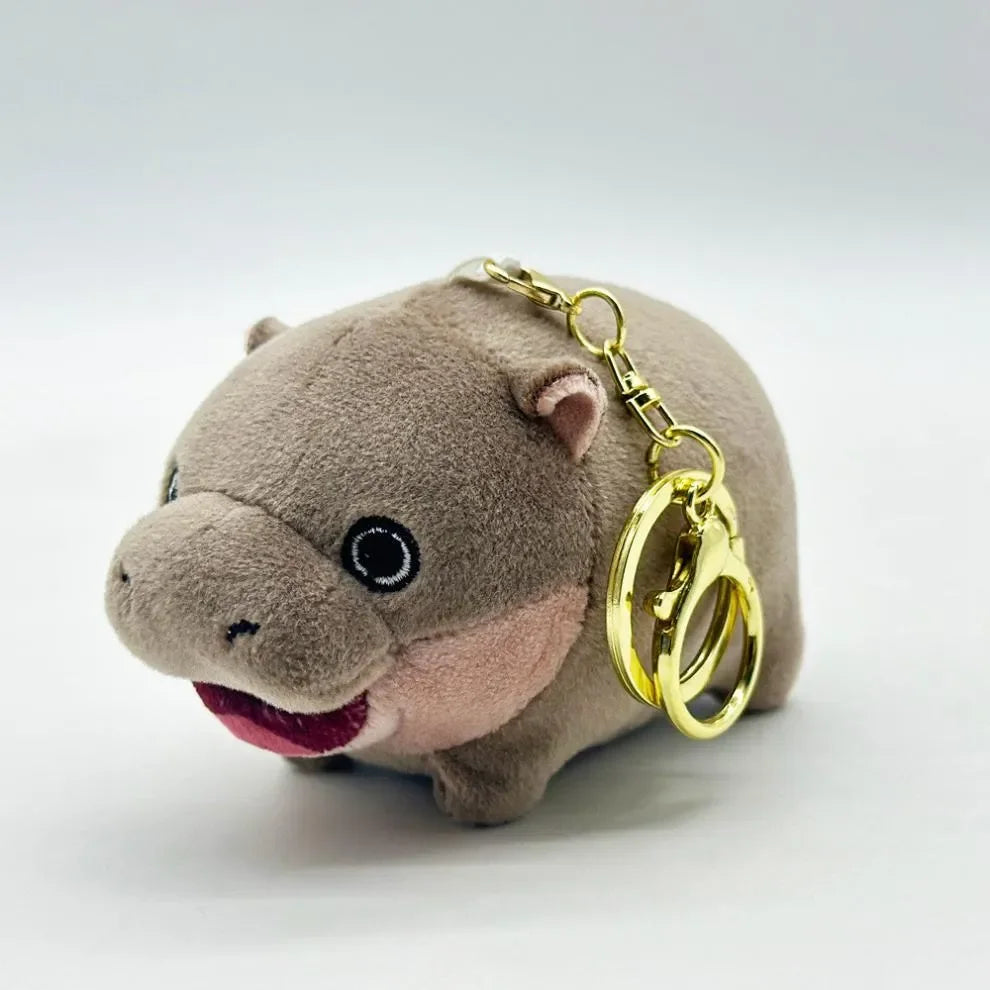 Moo Deng Pygmy Hippo Plush Keychain