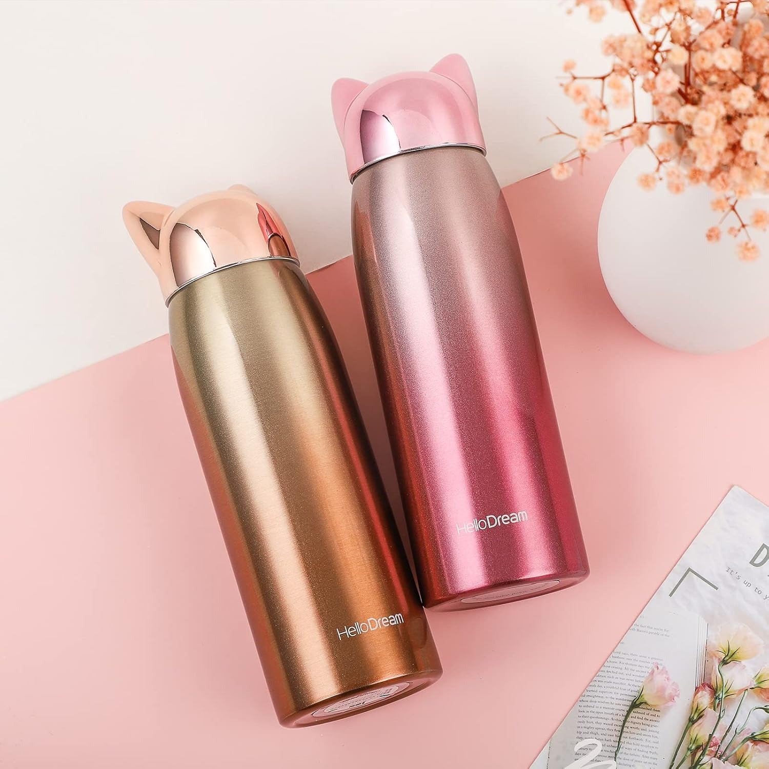 Cute Cat Fox Ears Insulated Bottle (300 ml)