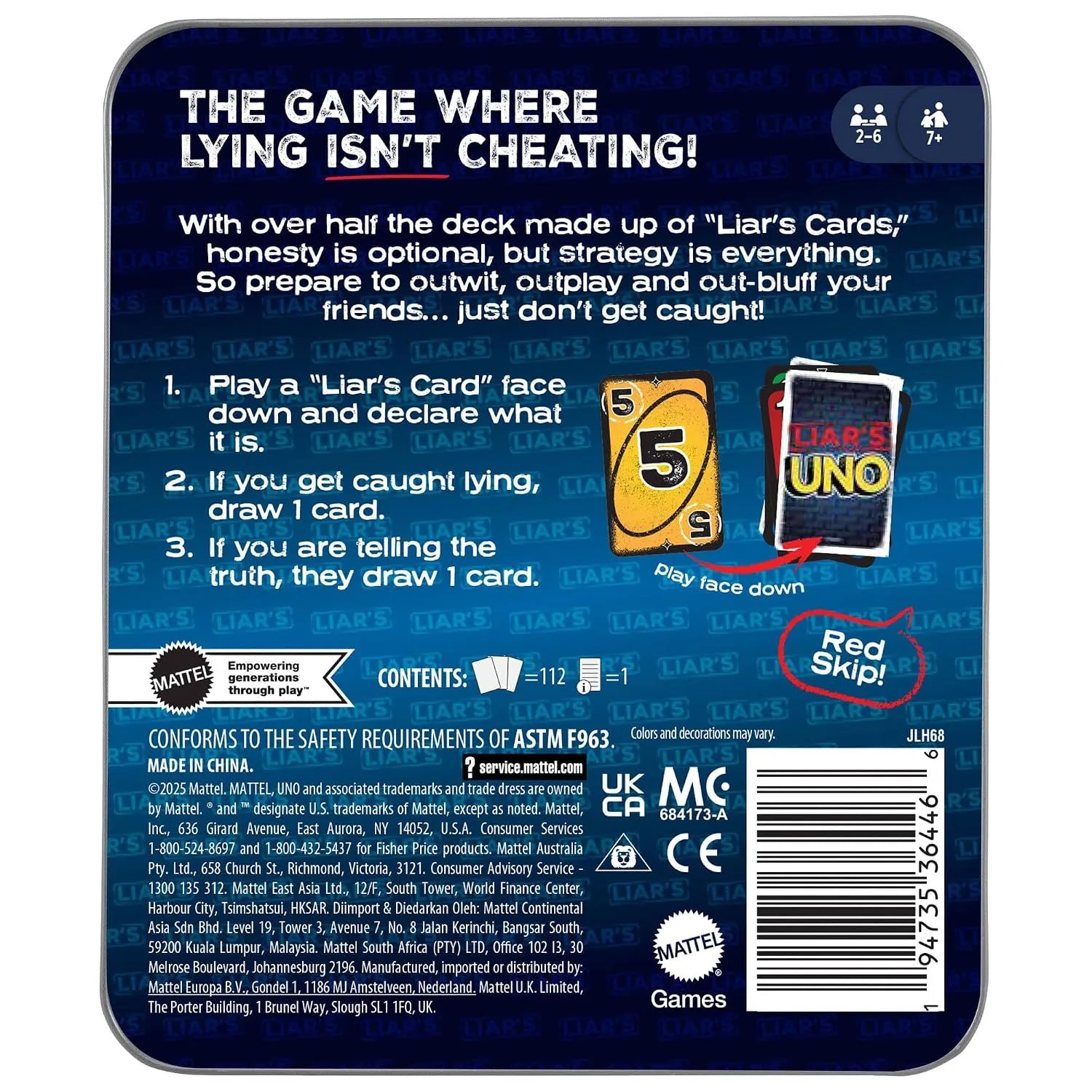 Liar's UNO Trust No One Deception Card Game