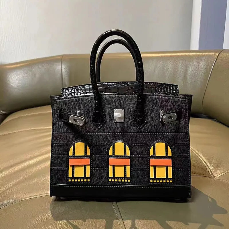 BRKN Façade Genuine Leather Architectural Kelly Bag