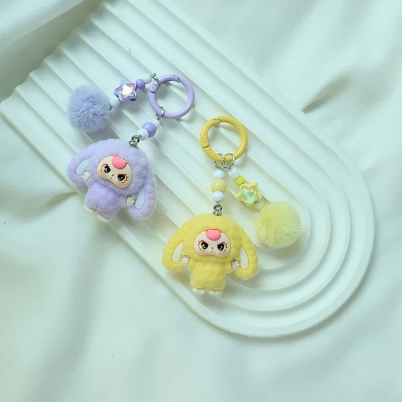 Baby Three Floppy Ears Flocked Keychain