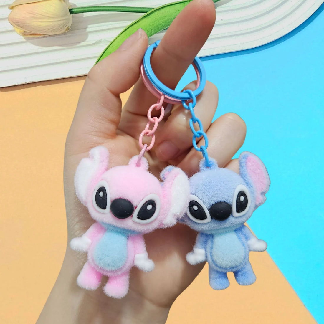 Stitch & Angel Velvet Bond Keychain