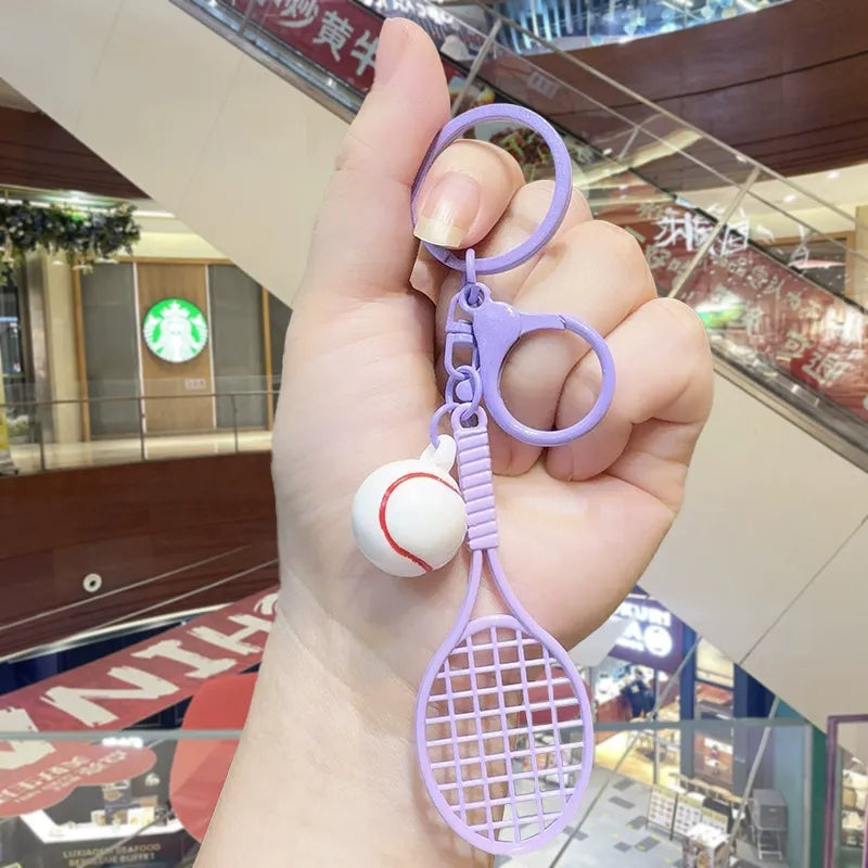 Grand Slam Pastel Tennis Racket & Ball 3D Keychain
