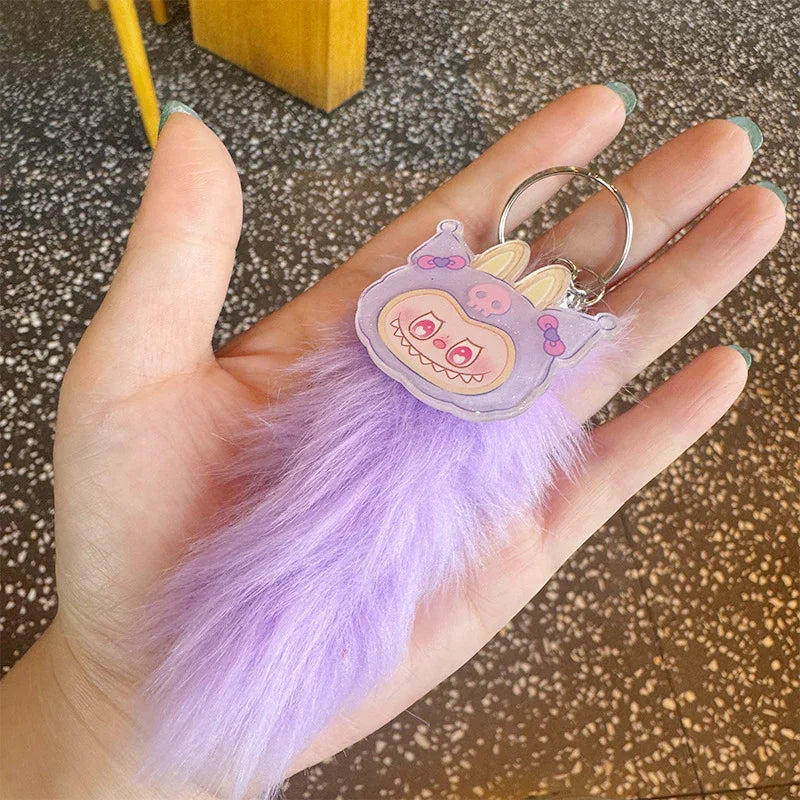 Labubu Fur Tail Charm Keychain