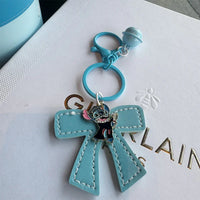 Stitch Leather Bow Charm Keychain