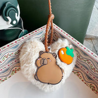 Capy Heart Plush Keychain