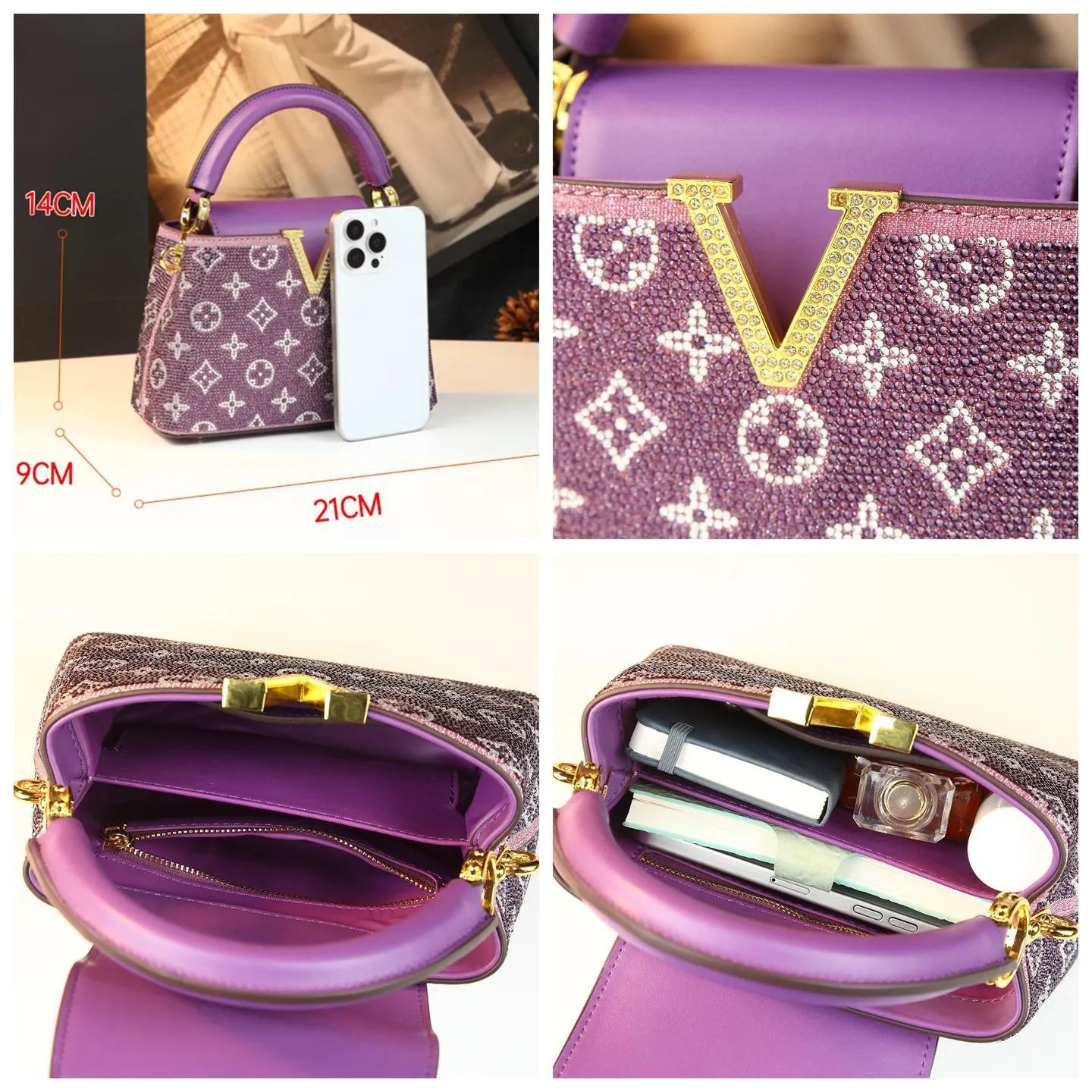 Prism Monogram Luxe Leather Satchel