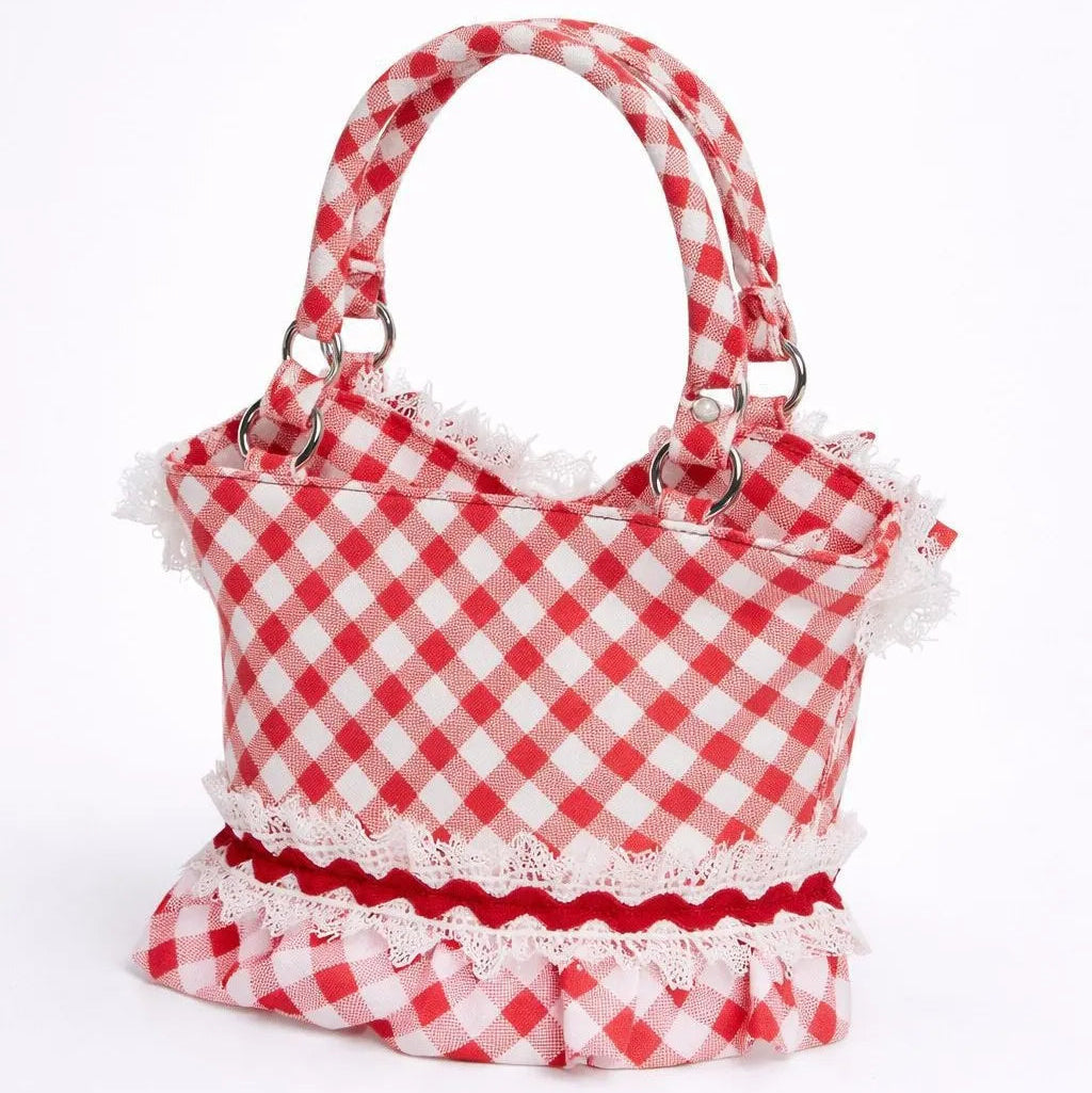 Berry-Sweet Gingham Corset Bust Crossbody Bag
