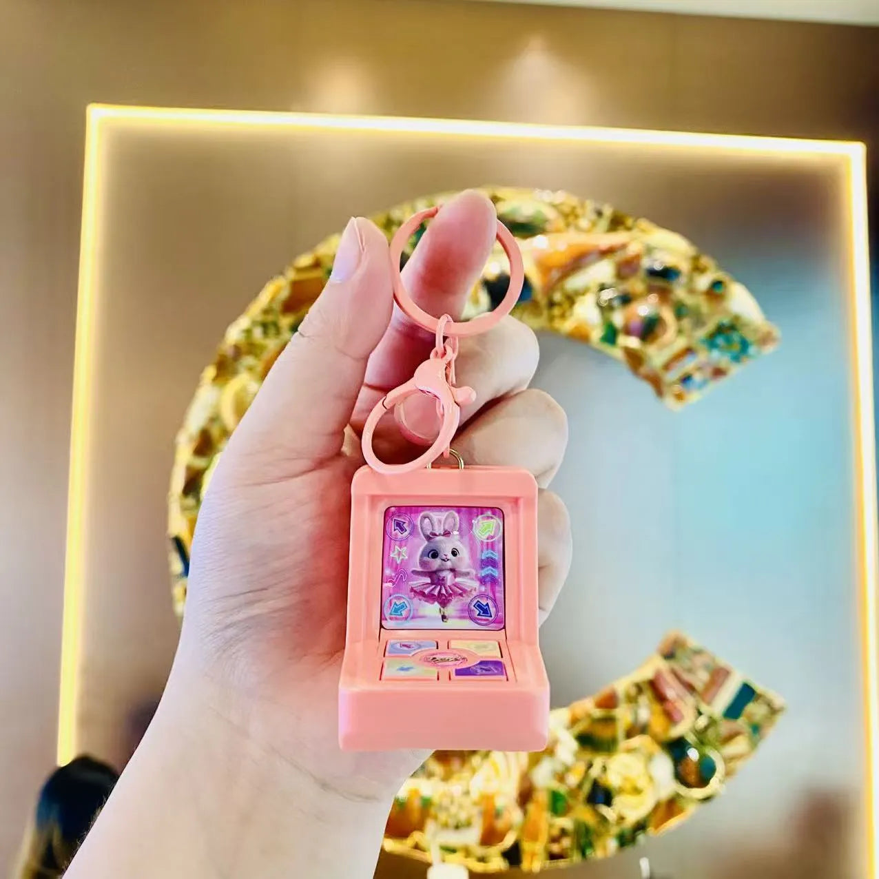 Mini Retro Arcade Fingertip Dance Machine Keychain