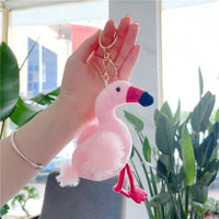 Flamingo Soft Feathers Plush Keychain