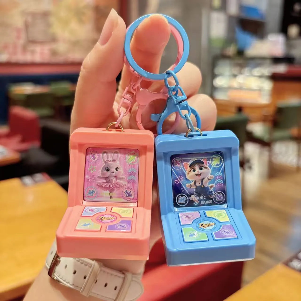 Mini Retro Arcade Fingertip Dance Machine Keychain