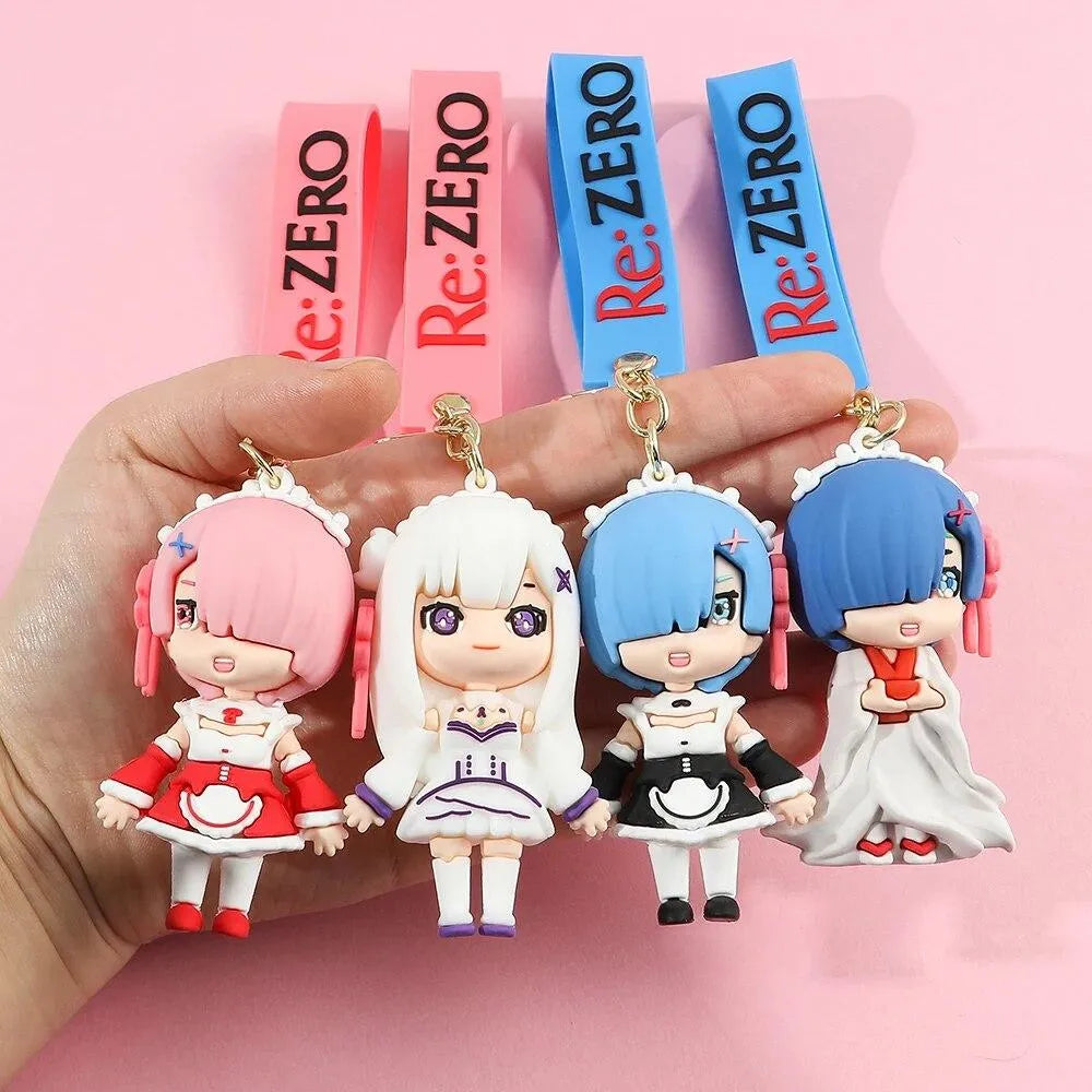 Re:Zero Chibi Character Silicone Keychain