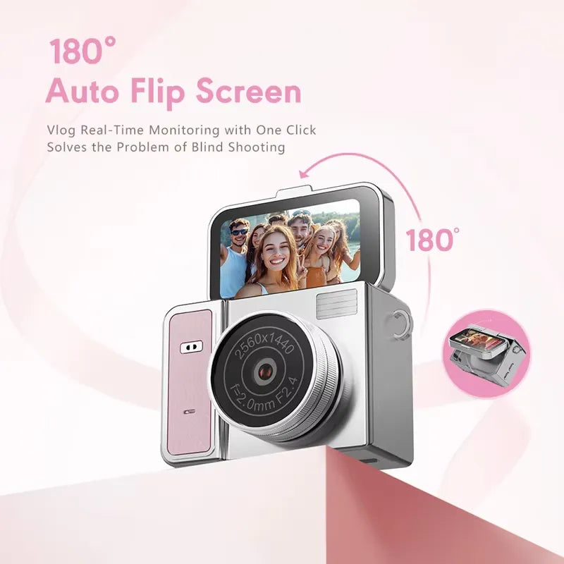 Retro Mini 4K Flip-Screen Camera