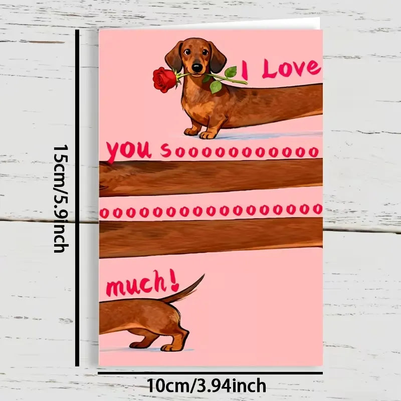 Extra-Long I Love You So Much Dachshund Romantic Greeting Card