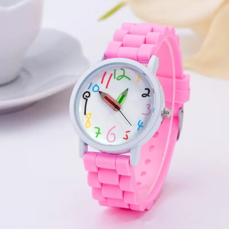 Whimsical Doodle Palette Pencil Pointer Quartz Watch