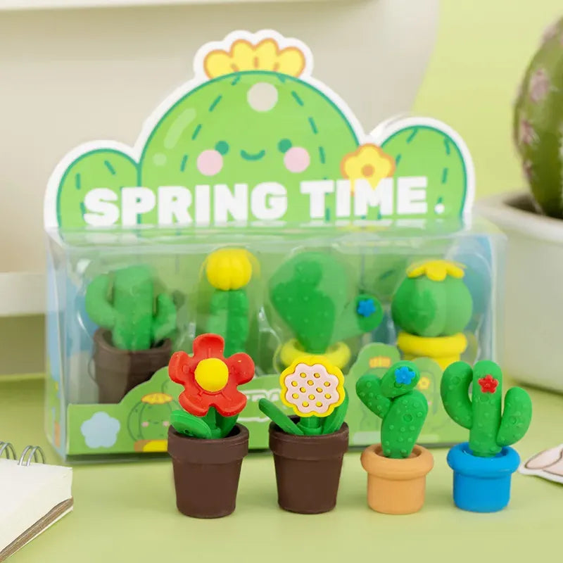 Creative Potted Cactus Eraser (Set of 4)