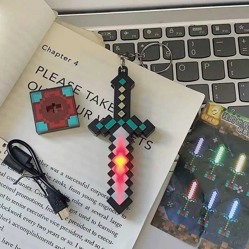 Minecraft Color-Changing Diamond Sword LED Keychain