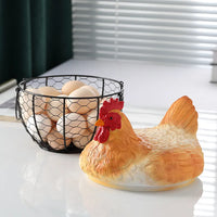 Ceramic Hen Egg Basket Storage Holder