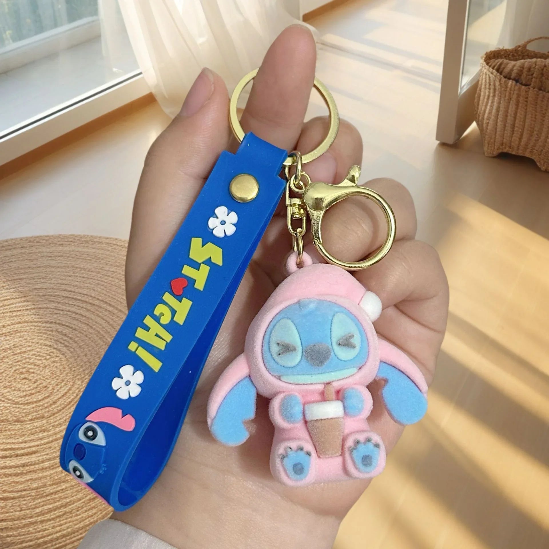 Stitch Snack Attack Flocked Keychain