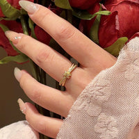 Double-Layer Luxe Zircon Bowknot Ring