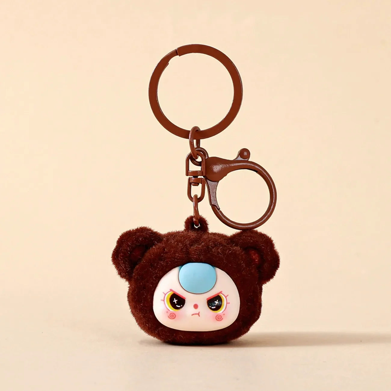 Baby Three Head Flocked Keychain