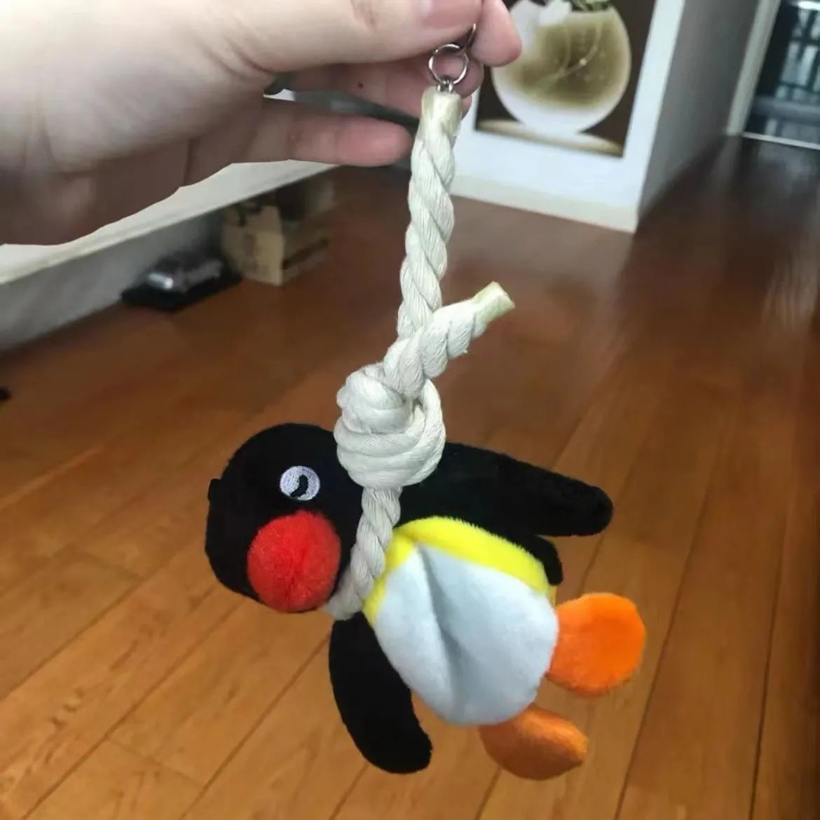 Hanging Noose Pingu Plush Keychain