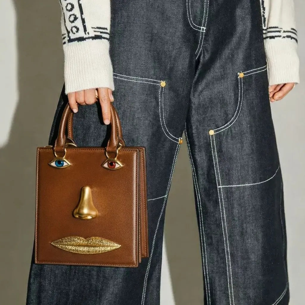 Surrealist Visage Premium Abstract Handbag